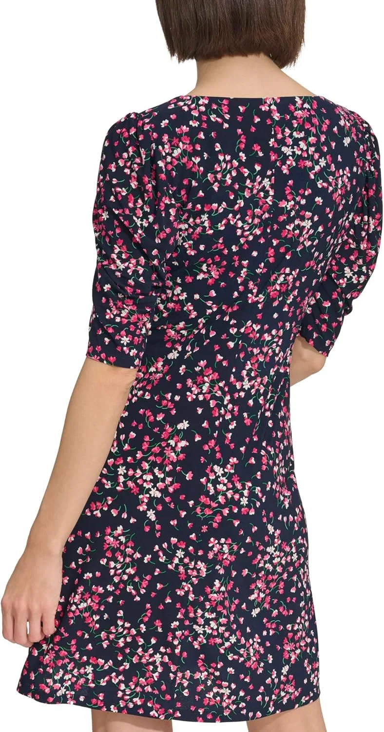 Женское платье-футляр с рукавом-фонарик Tommy Hilfiger, Sky Captain/Hot Pink — фото 3
