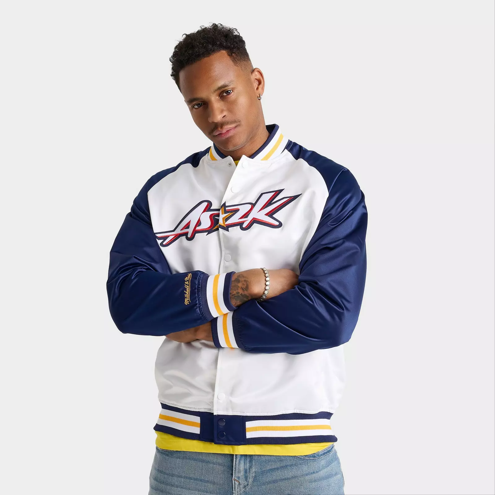 

Бомбер Men's Mitchell & Ness 2000 NBA All-Star Game Double Clutch Satin, синий/белый