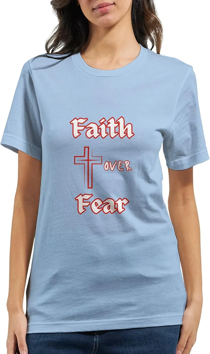 Футболка с принтом Faith Over Fear, White — фото 2