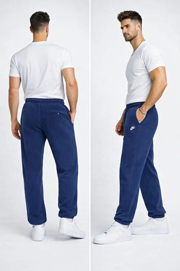 Мужские спортивные штаны утепленные хлопковые Nike, Navy Blue