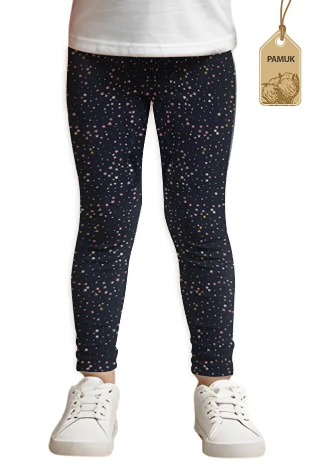 Детские леггинсы для девочек с принтом Black Sky Stars Mk Mukko Kids, Black Sky Stars