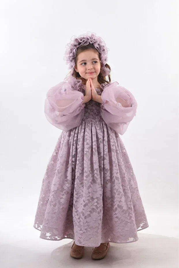 Детское платье для девочек с длинным рукавом Mialora, Lilac — фото 4
