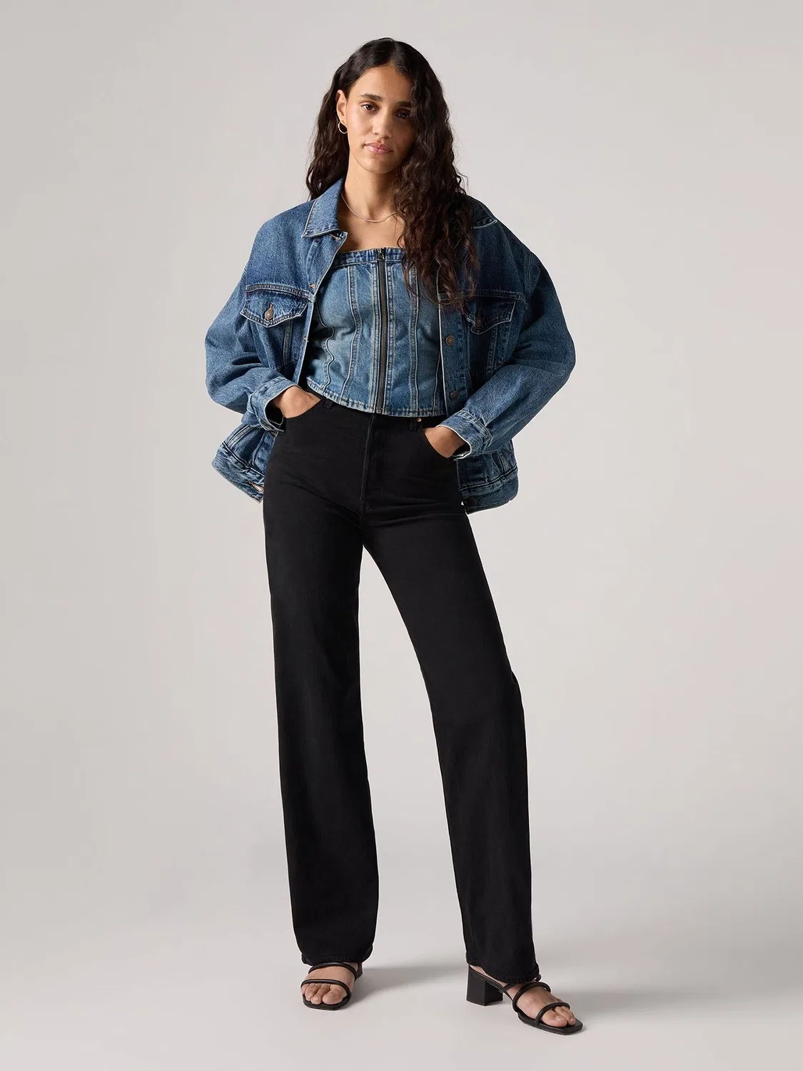 Джинсы с высокой посадкой Ribcage Full-Length Levi's, черный — фото 4