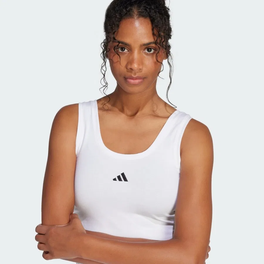 Женская майка adidas Sportswear Essentials Small Logo Cotton Lifestyle, Бело-черный — фото 4