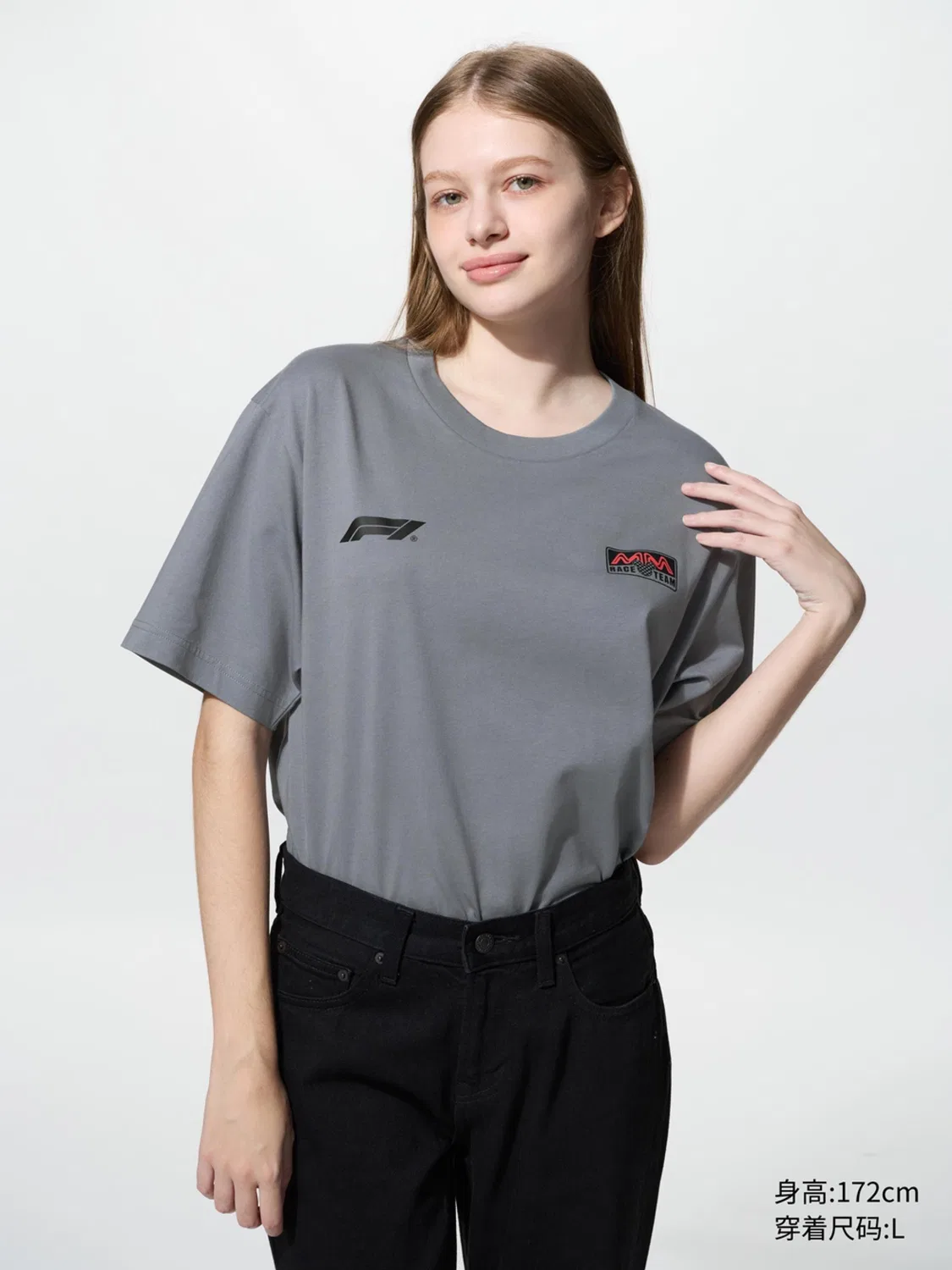 Футболка с принтом Disney x F1 Uniqlo, свинцово-серый — фото 3