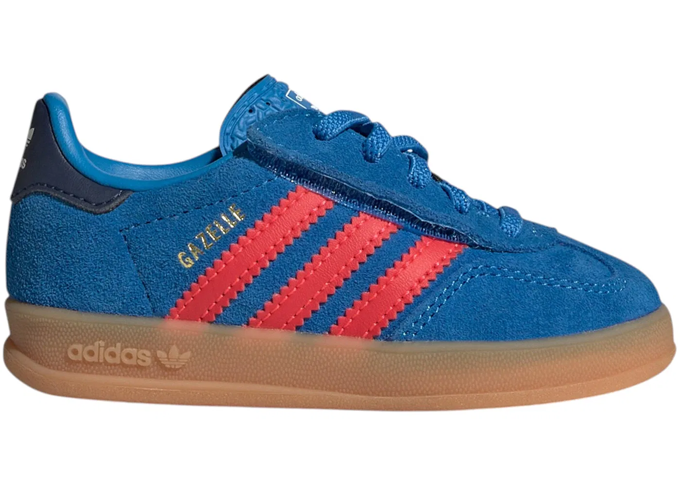Детские кроссовки с комфортной фиксацией Adidas Gazelle Indoor Comfort Closure, цвет Lucid Ray Blue/Lucid Red/Gum