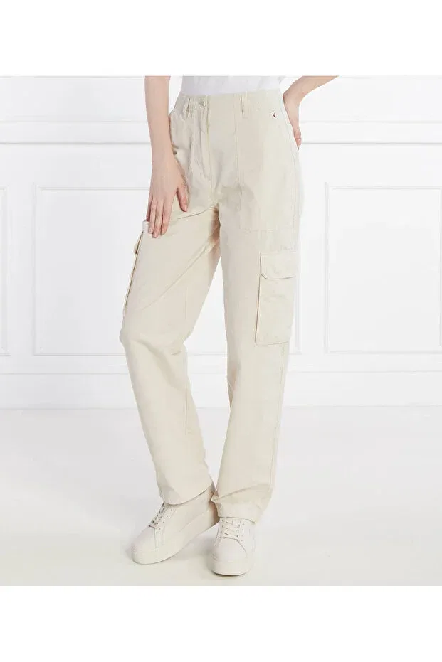 Женские брюки из льна с широкими штанинами Tommy Hilfiger, Beige — фото 3