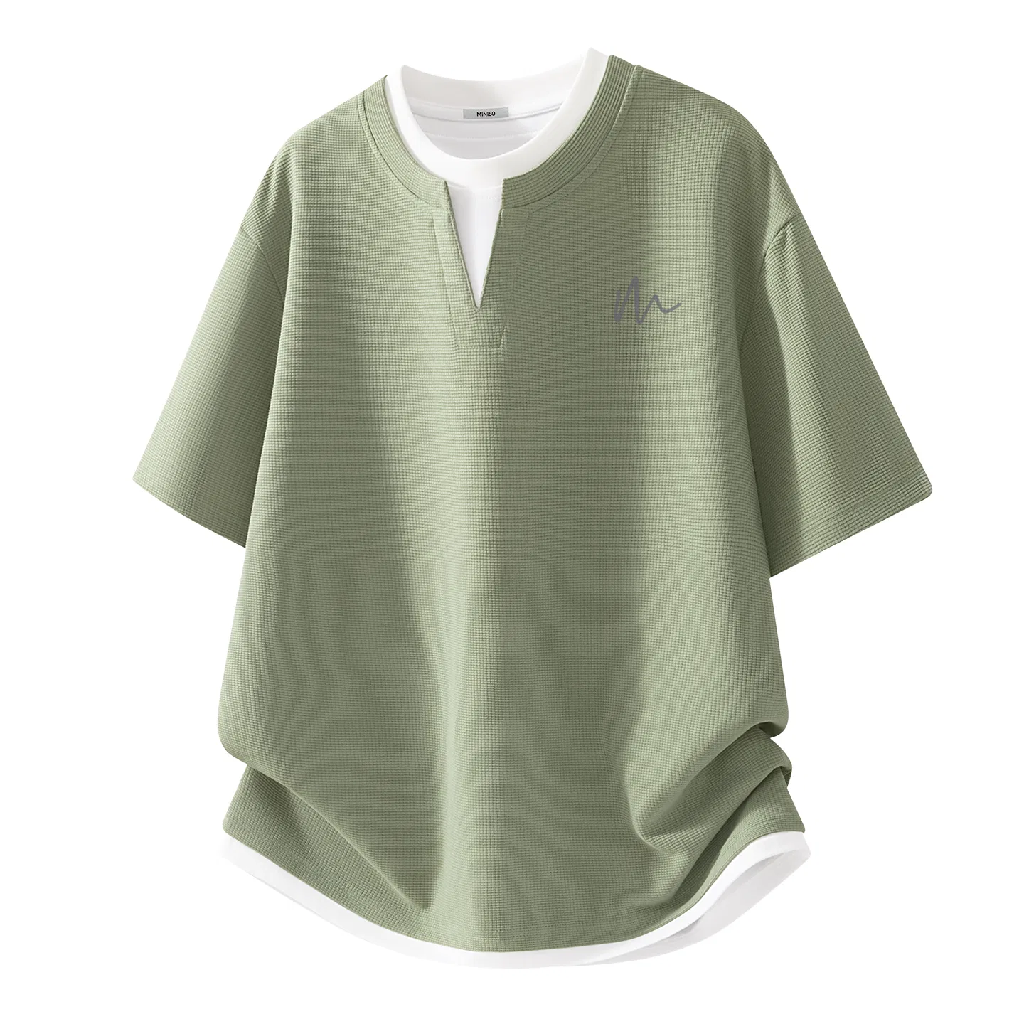 Детская футболка с принтом Mock Two Piece MINISO, Palm Green