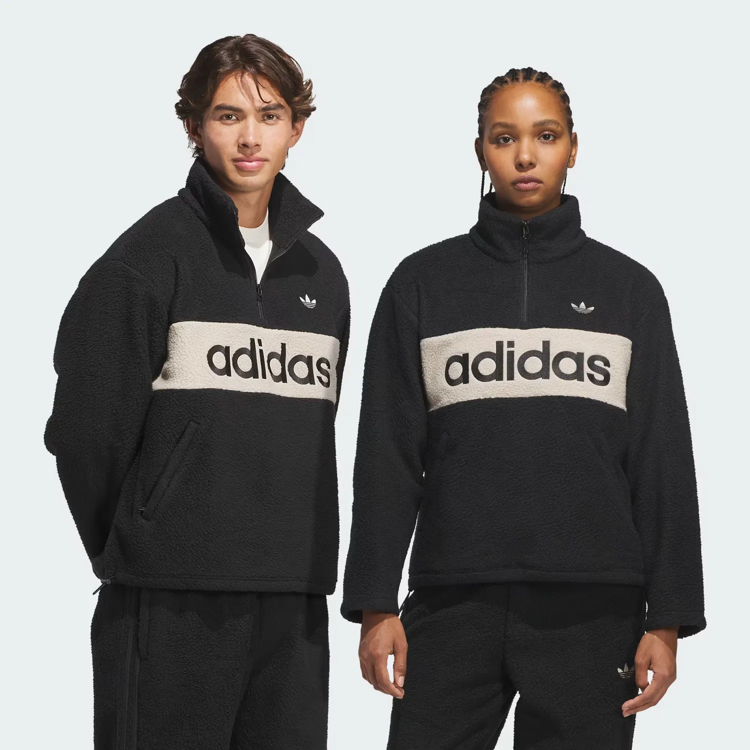 Пуловер на молнии Polar Fleece Adidas Originals, черный