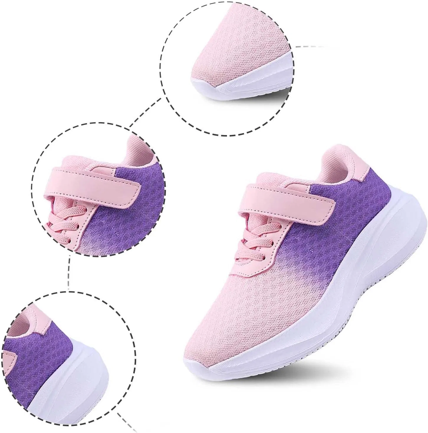 Детские кроссовки для бега с нескользящей подошвой Unisex Breathable Slip on Sneakers, Pink — фото 3