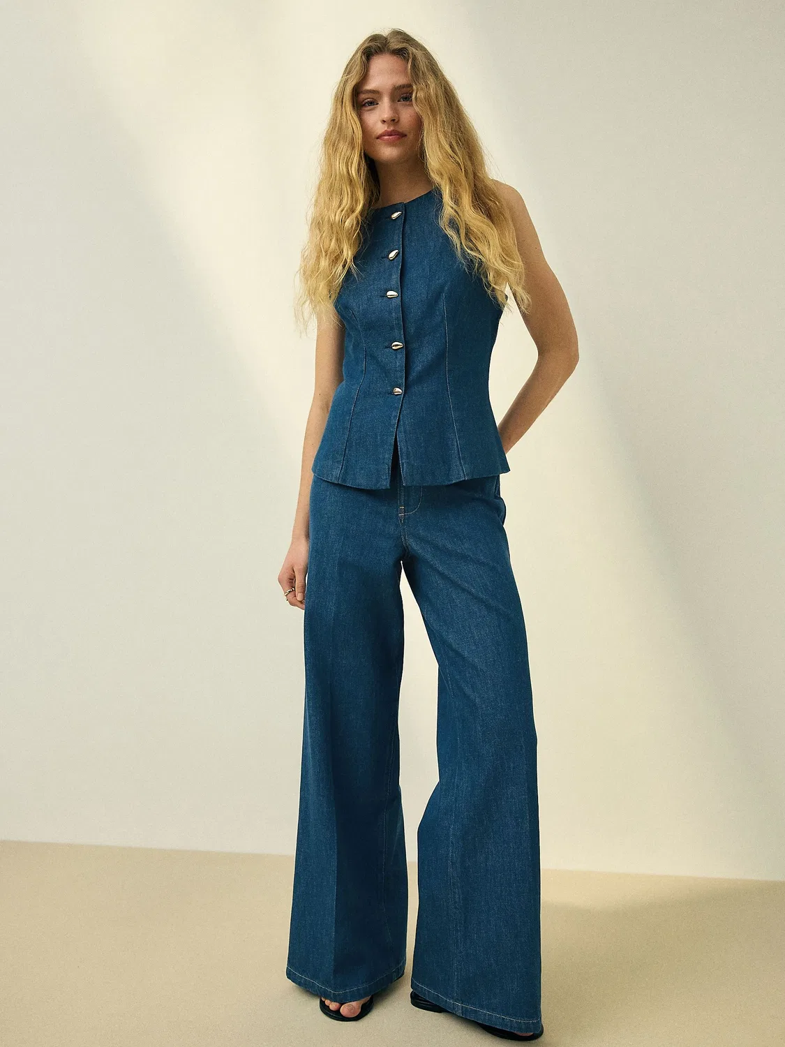 Джинсы клеш с широкими штанинами, Dark Blue Next