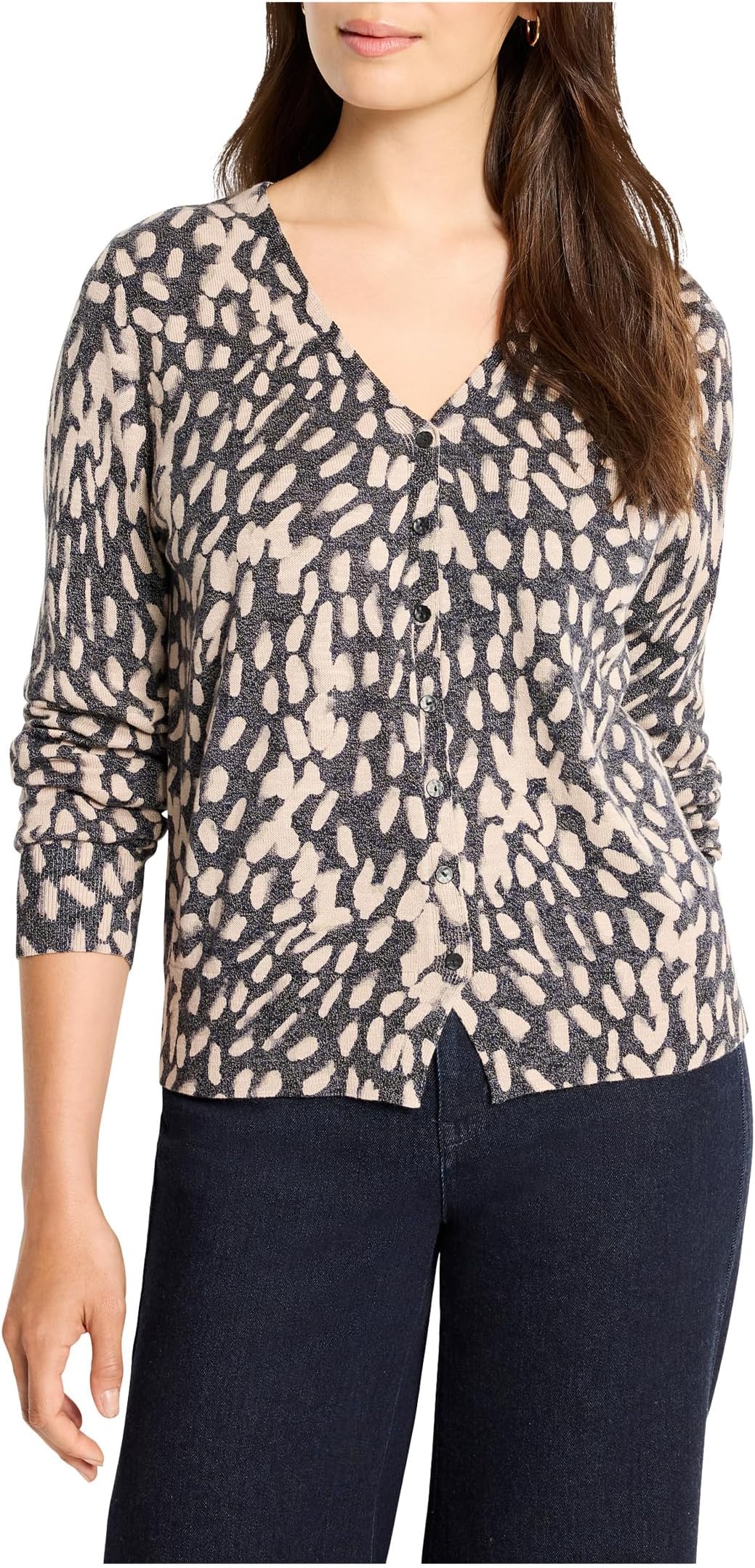 

Свитер NIC+ZOE Petite Wild Dot Buttoned Up Pullover Sweater, цвет Neutral Multi