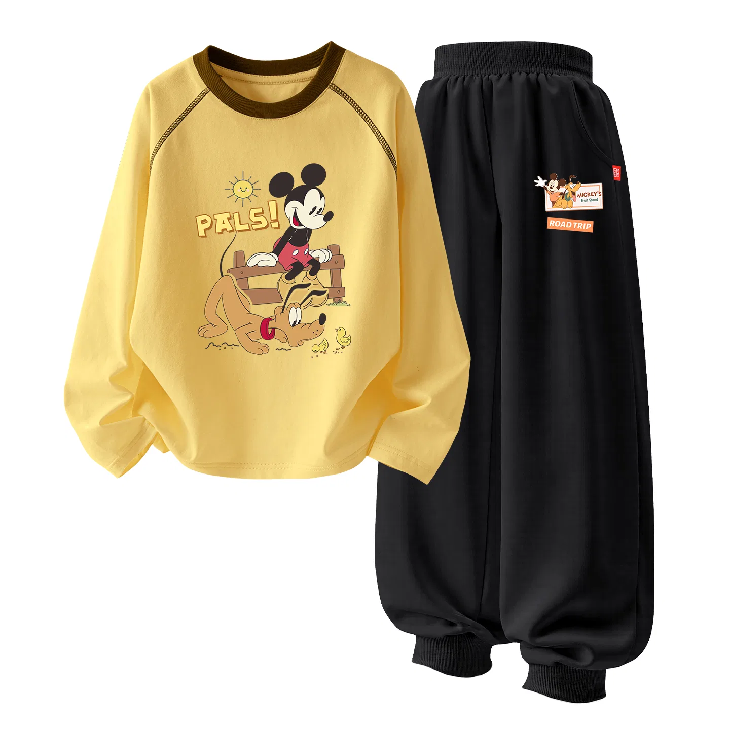 Детский спортивный костюм с принтом Disney, Цвет Di Natural Cheese Yellow+Di Happy Logo K Black