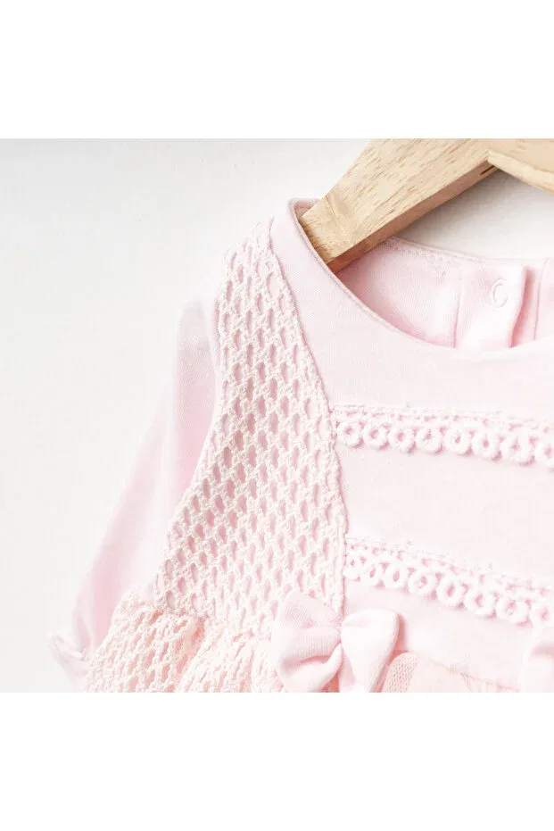 Детское платье для девочек с кружевом Mevlütlük Miniday Baby, Pink — фото 4