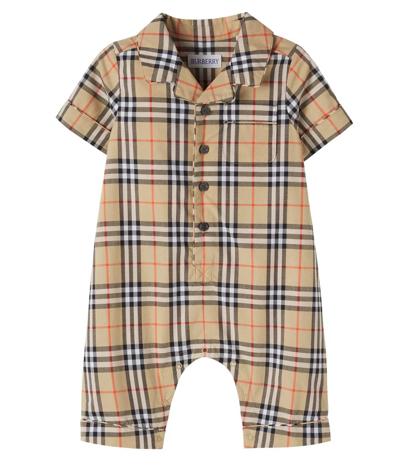 Комбинезон хлопковый Baby Burberry Check Burberry Kids, бежевый