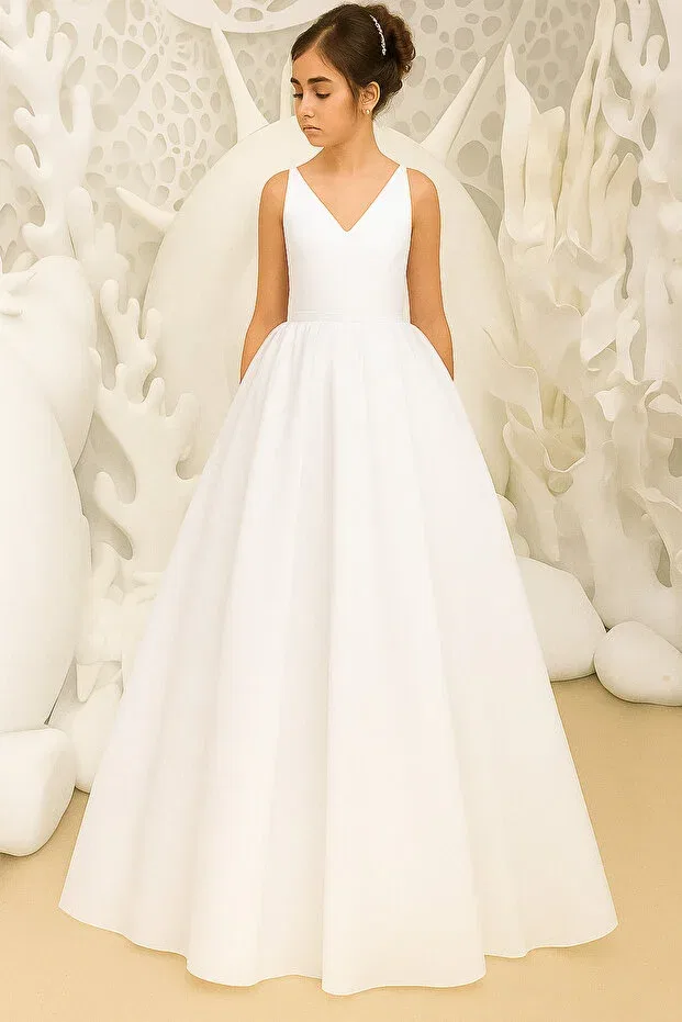 Детское платье для девочек из сатина Miço Kids, White