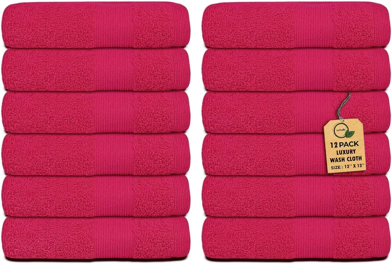 Махровая салфетка, Cotton, Softolle, Набор 12 шт, 33x33 см, Raspberry