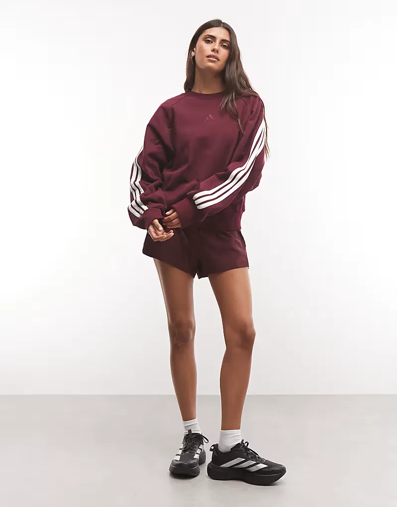 Толстовка Adidas Sportswear с тремя полосками, бордовый — фото 3