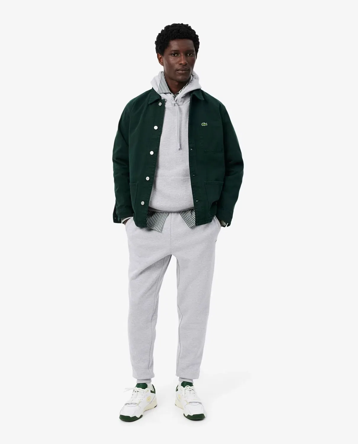 Мужская худи Lacoste с капюшоном, свободный крой, Gris Oscuro — фото 4