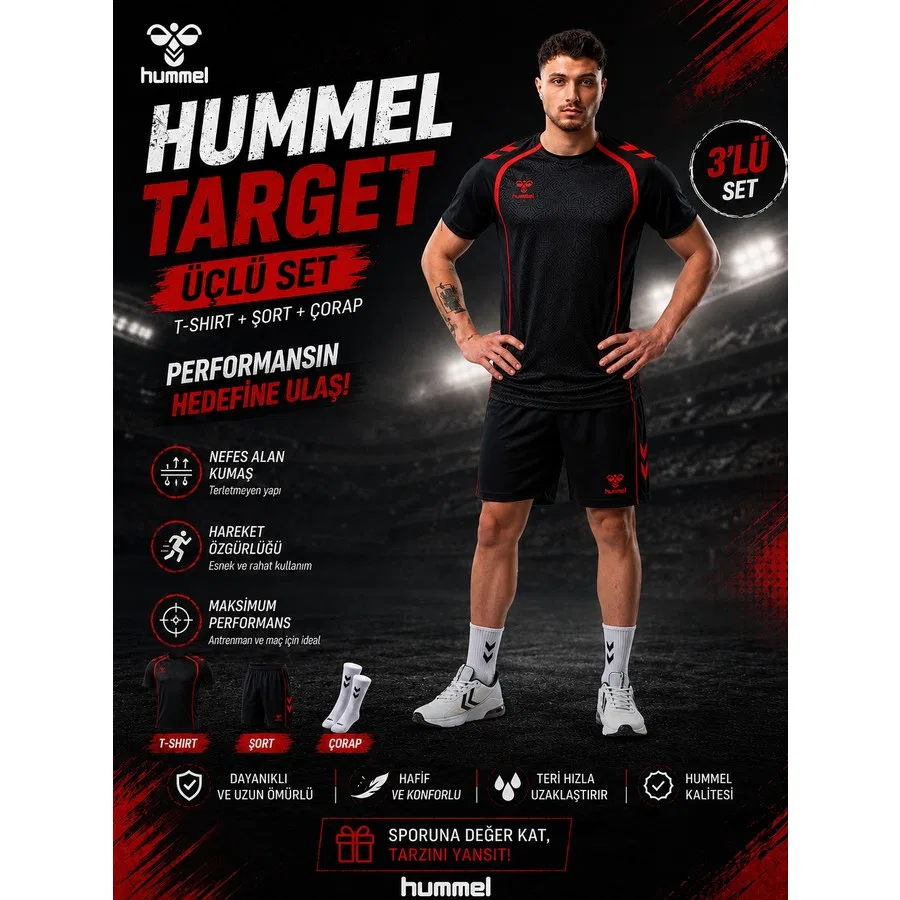 Комплект спортивный с футболкой, шортами и носками Target Hummel, Красный