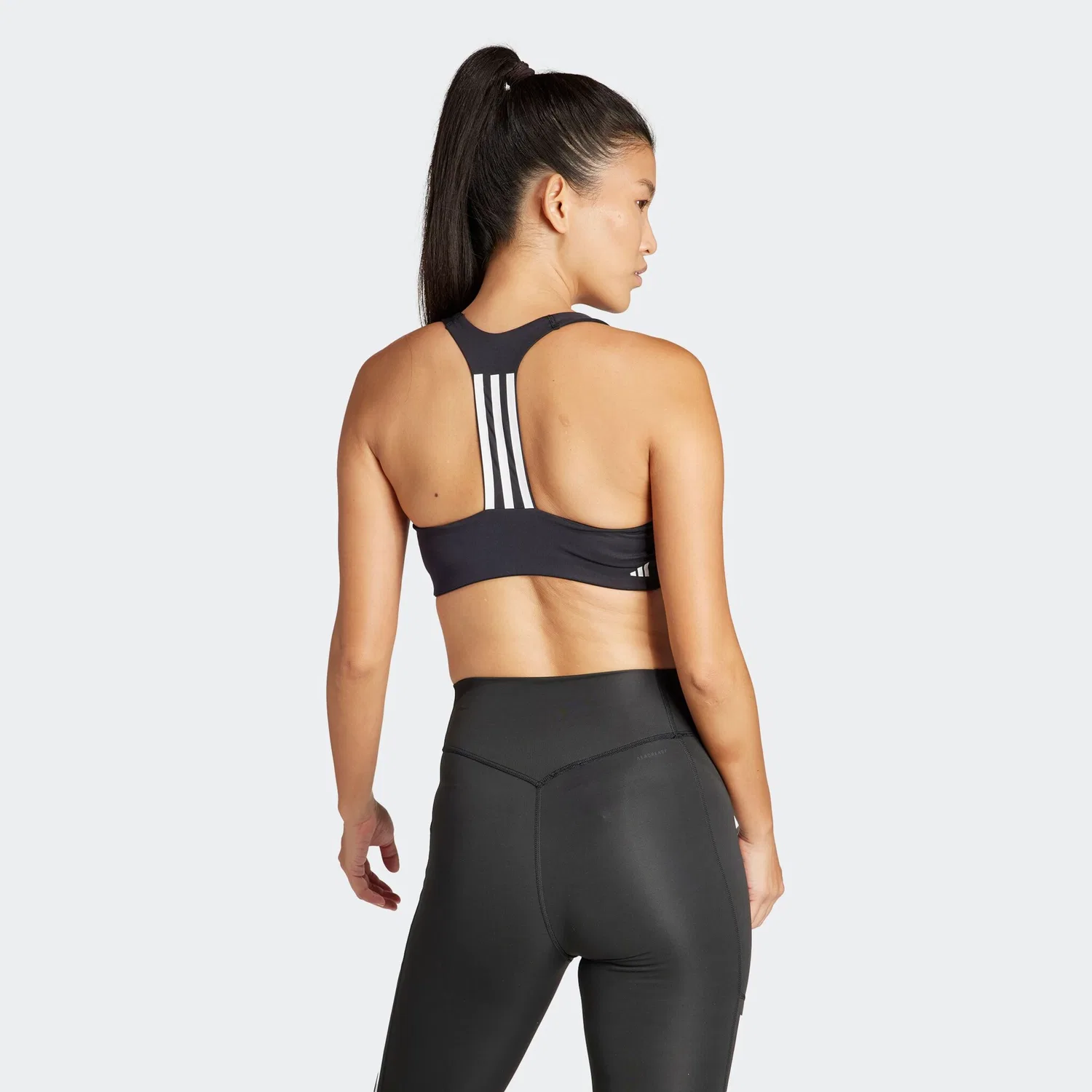 Женский спортивный бюстгальтер средней поддержки Adidas Performance, Black — фото 4