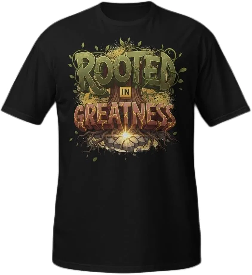 Мужская футболка с принтом Rooted in Greatness 64000, Black