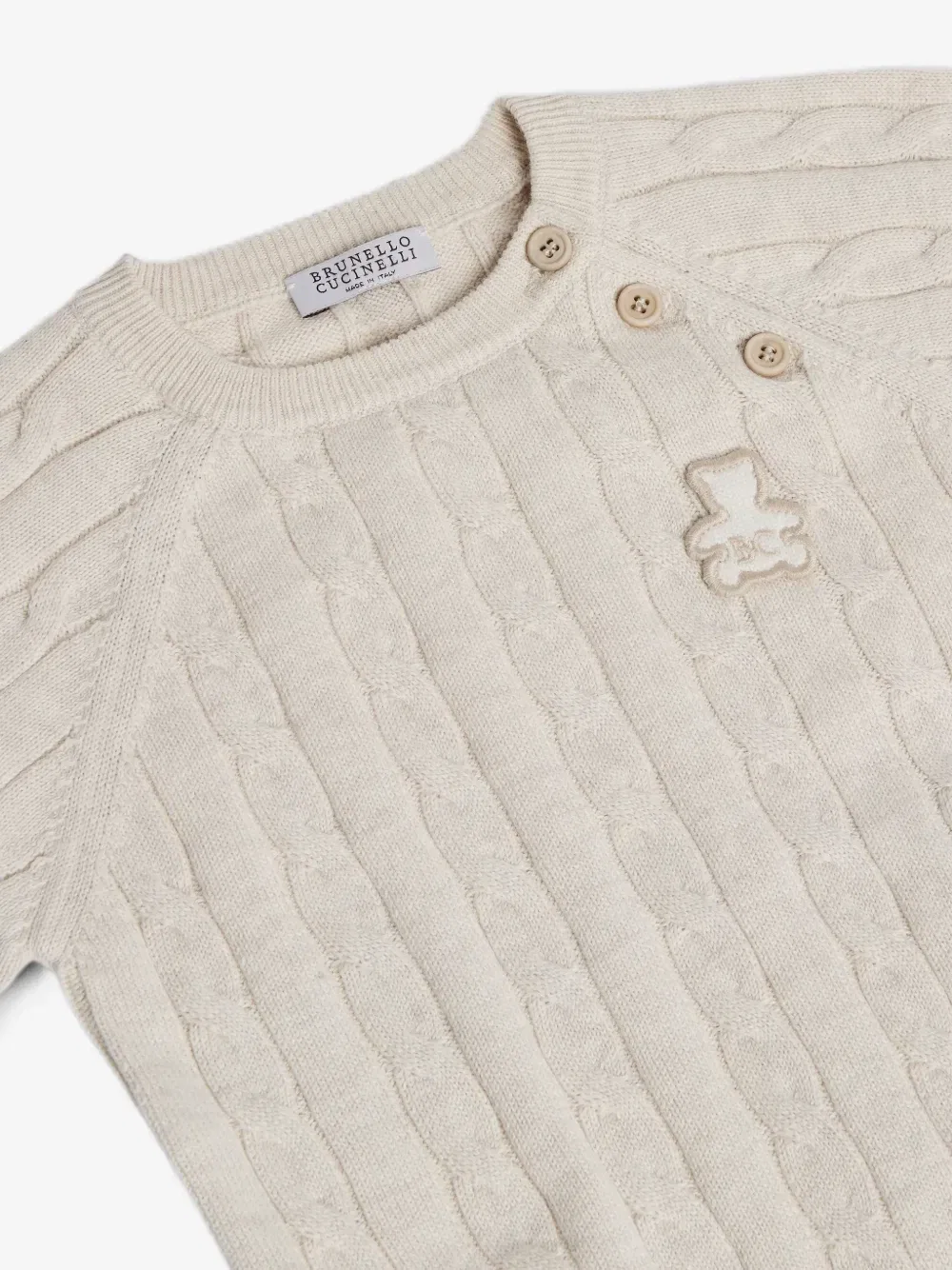 Вязаный свитер Берни Brunello Cucinelli Kids, бежевый — фото 3