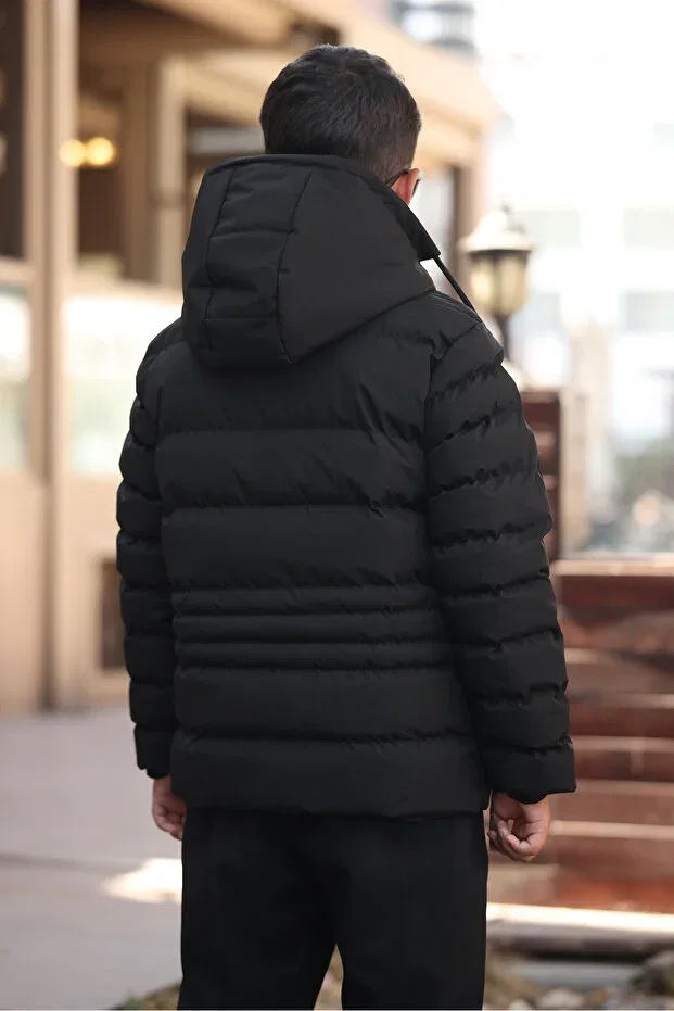 Детское зимнее пальто для мальчиков с принтом Boys Mans, Black — фото 4