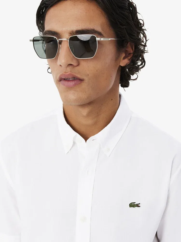 Рубашка с коротким рукавом Light Poplin LACOSTE, White — фото 2