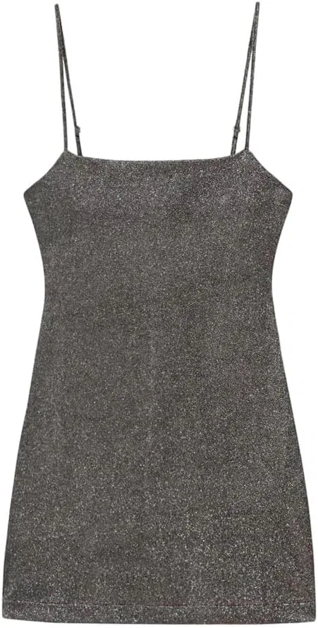 Женское летнее короткое платье на тонких бретелях, Gray