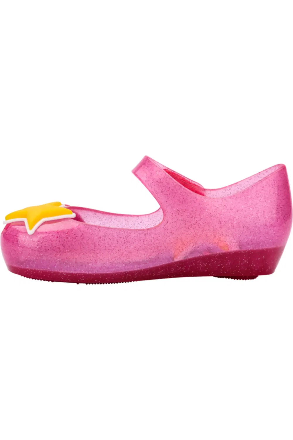 Детские туфли Мэри Джейн с регулируемым ремешком Mini Melissa Ultragirl Colors, Glitter Pink/Yellow — фото 3