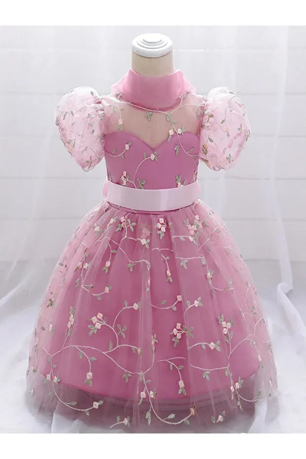 Детское платье для девочек с вышивкой Tomac, Pink
