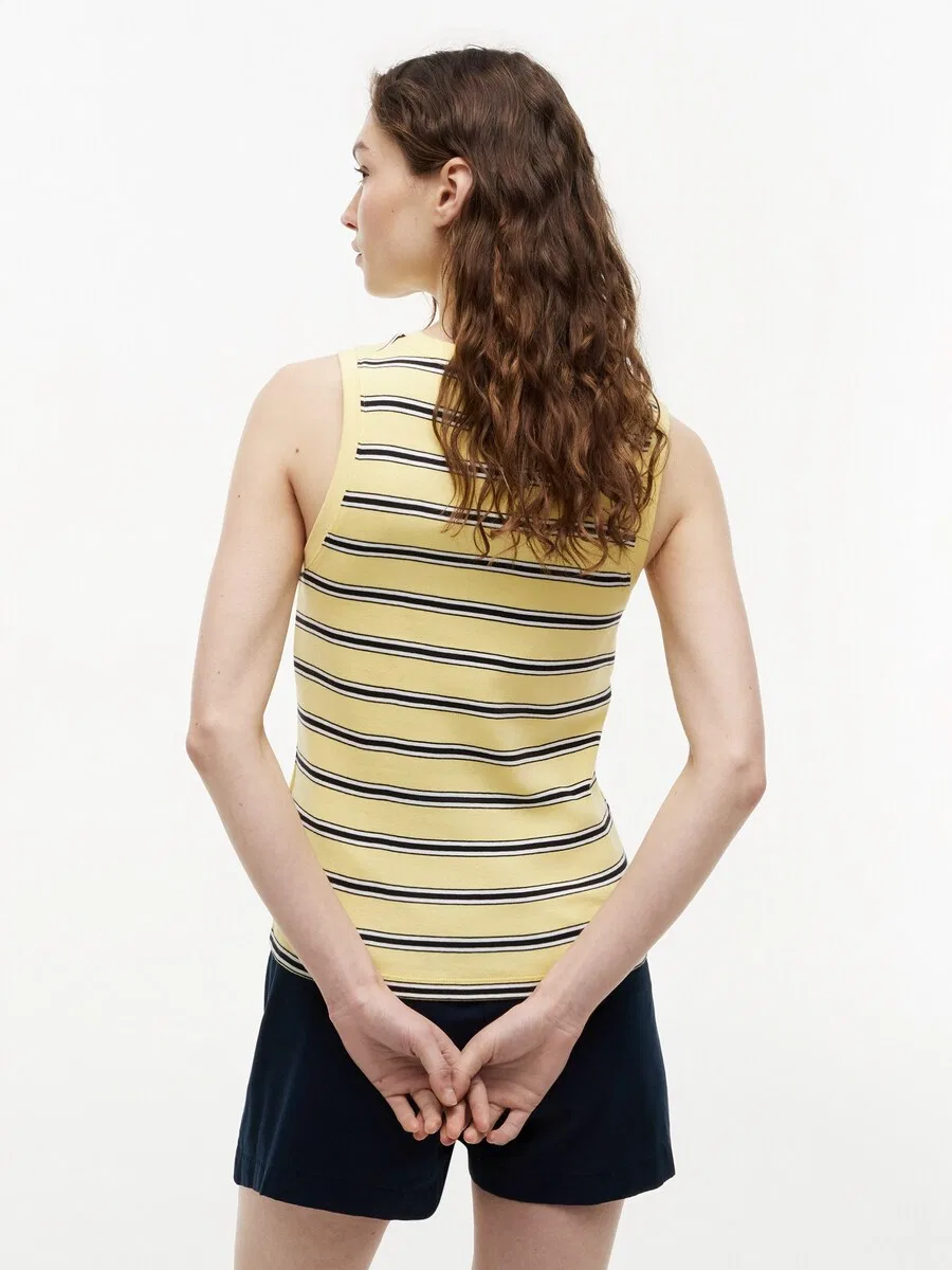 Топ TOMMY HILFIGER 'Stripe Slim Tank' светло-желтого цвета — фото 3