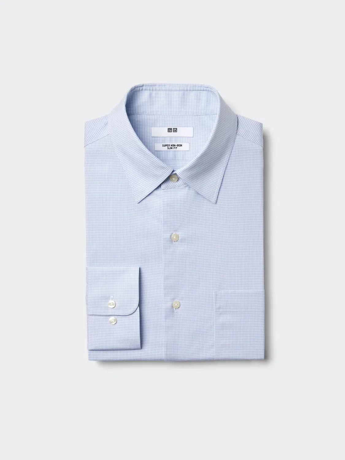Рубашка Uniqlo Эластичная рубашка, не требующая глажки, приталенный крой, стандартный воротник, в полоску, синий