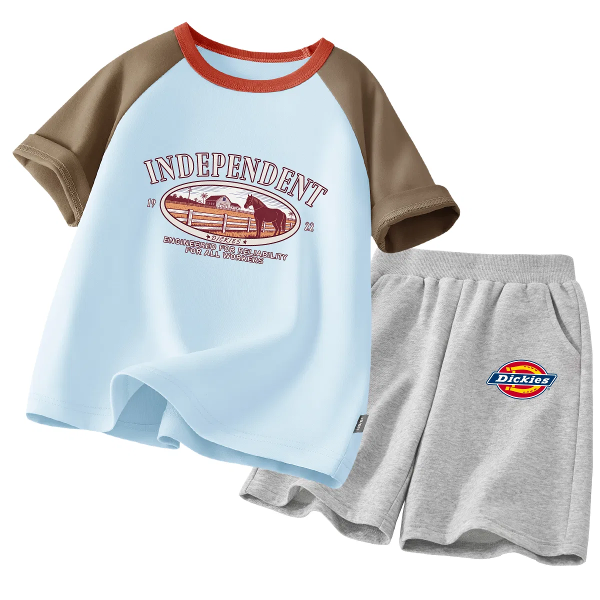 Детский спортивный комплект с круглым вырезом, модель S Farm Coffee Blue+S Standard K Gray, Dickies, S Farm Coffee Blue+S Standard K Gray