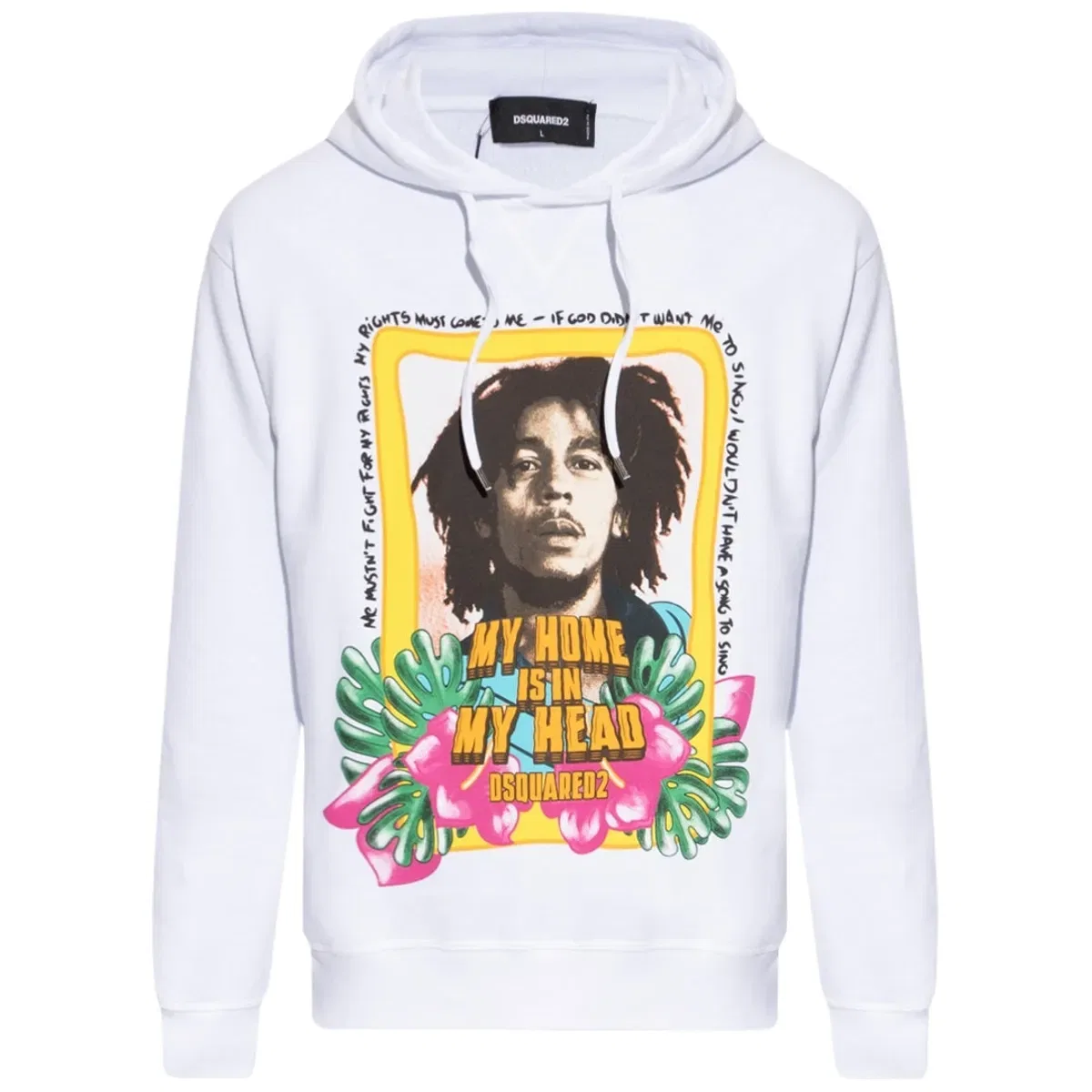 Мужской худи с принтом Bob Marley Logo Dsquared2, White