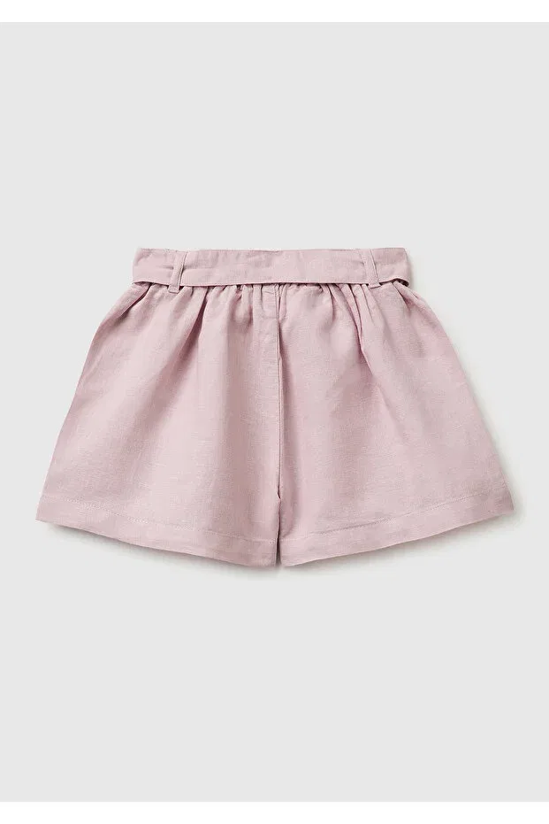 Детские шорты для девочек плиссированные с поясом United Colors Of Benetton, Dried Rose — фото 2