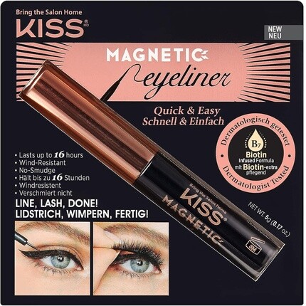 

Коллекция Magnetic Lash Магнитная подводка для глаз Черная устойчивая к размазыванию биотиновая кисть с прецизионной кистью для кончиков, Kiss