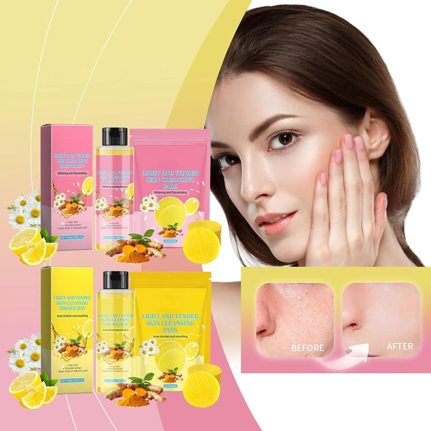 Очищающие патчи Turmeric Kojic Acid, 30 шт, с эссенцией Turmeric Essence Facial Cleanser, Hot Pink Generisch — фото 2