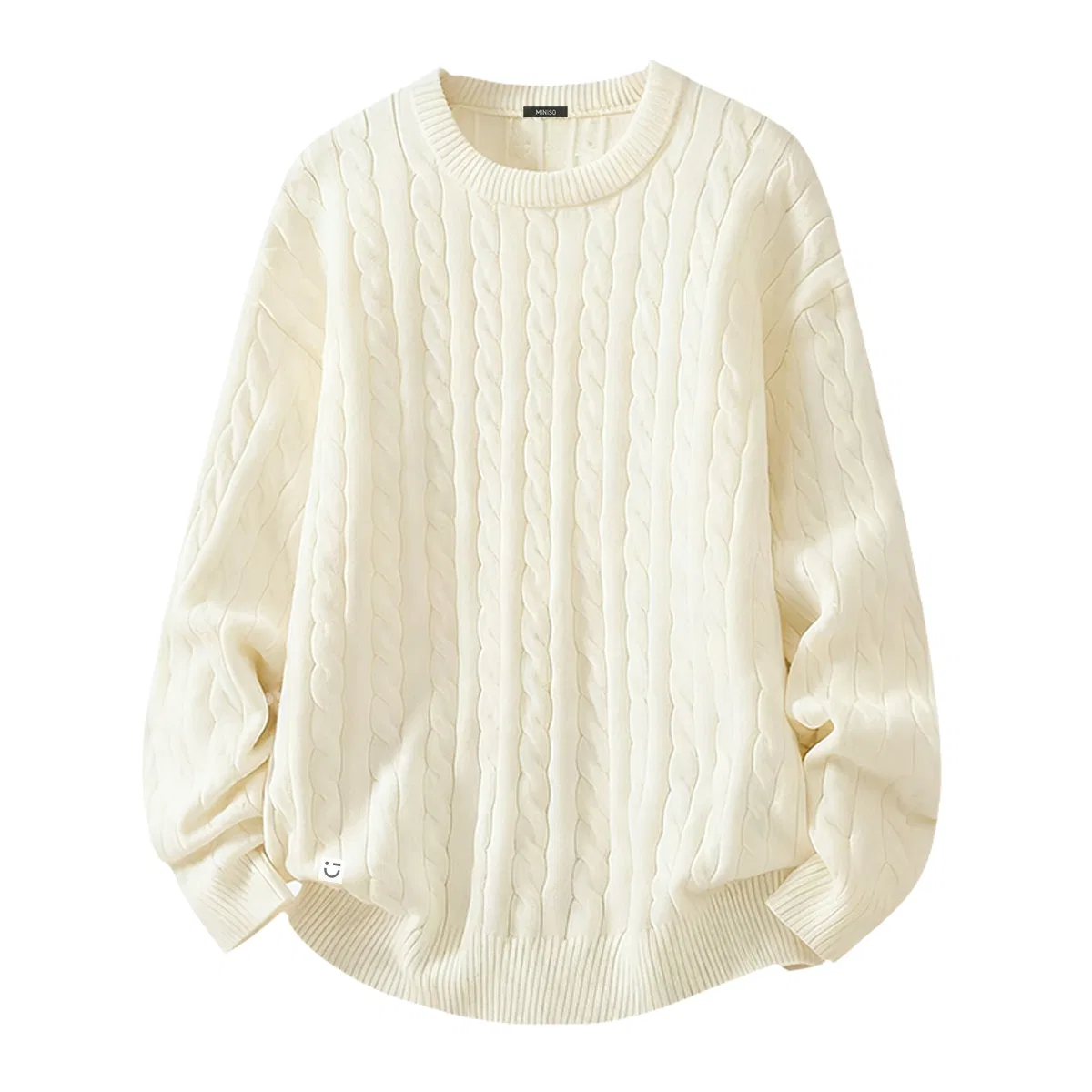 Детский джемпер с принтом MINISO, White (M45 Ink Gray Smiley Face Right Bottom B Logo)