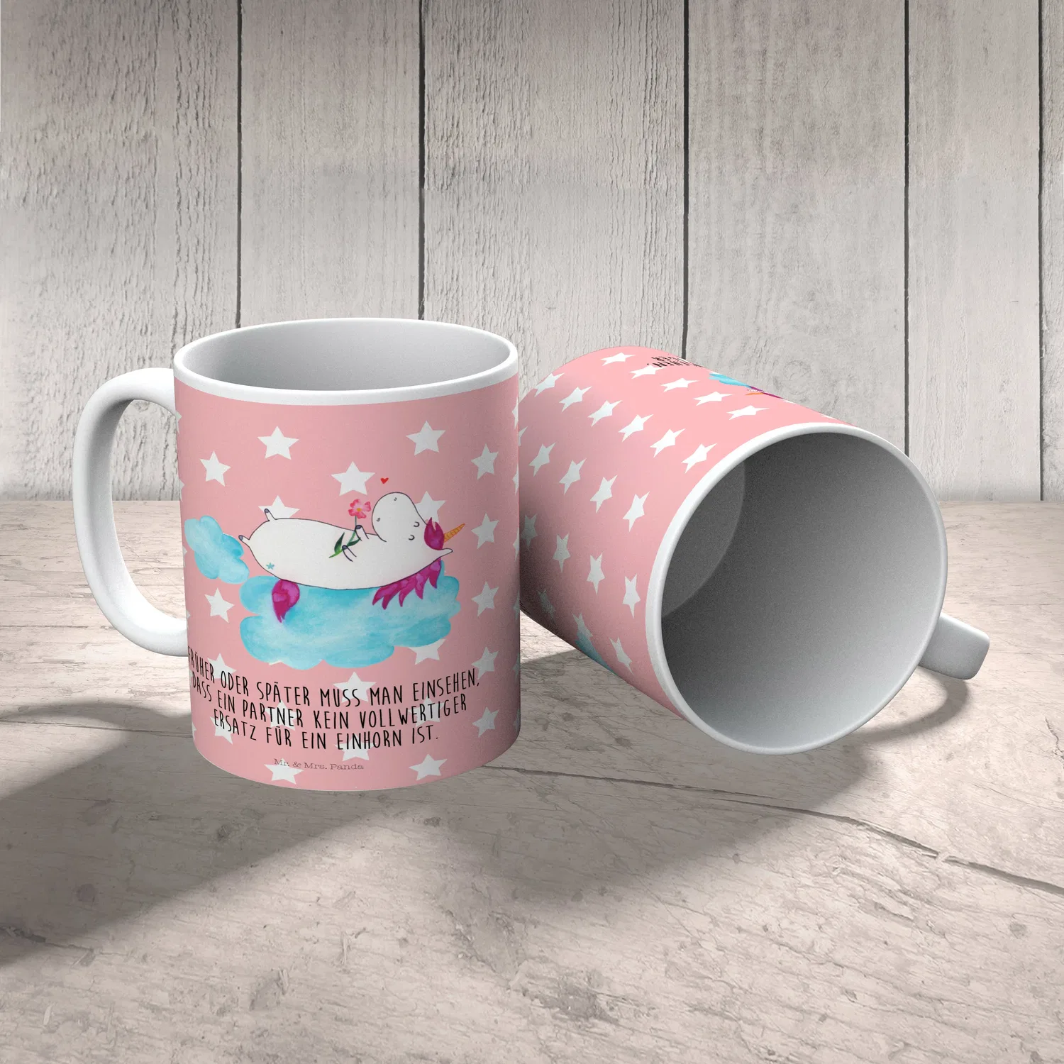 Детская кружка с принтом единорог Einhorn Verliebt Mr. & Mrs. Panda, красный — фото 3