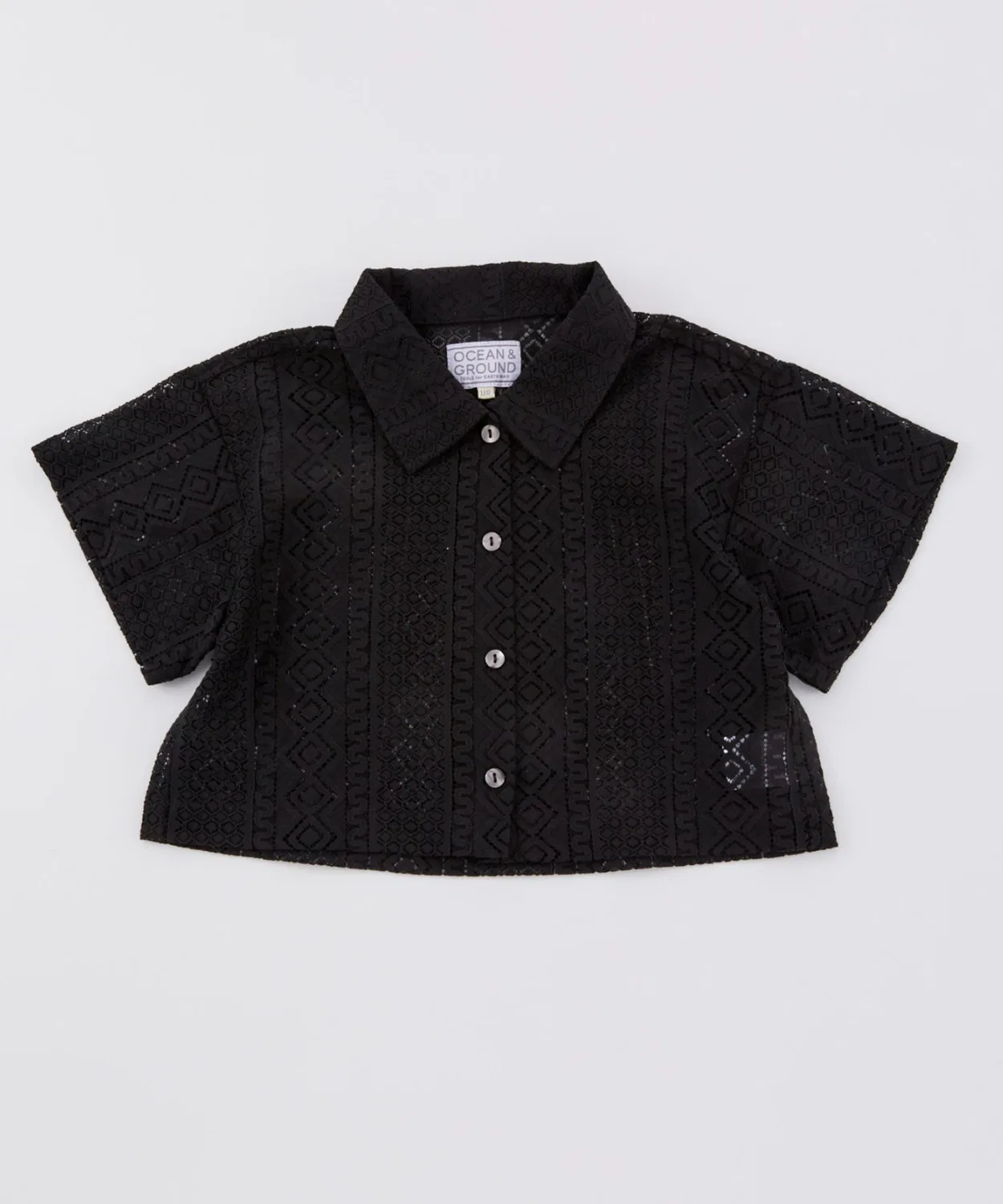 Детская кружевная блуза укороченная Ocean&Ground, Black