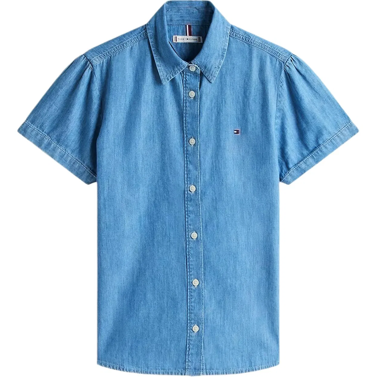 Женская джинсовая рубашка с воротником-лацканом Tommy Hilfiger, Denim Blue