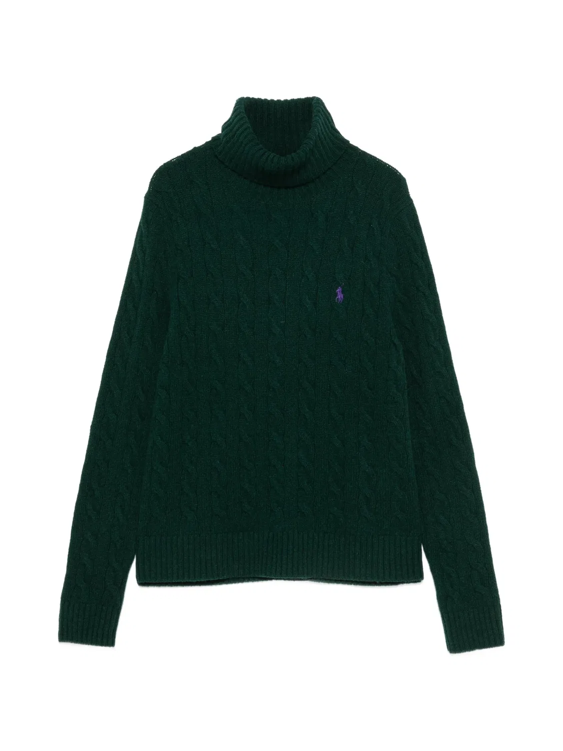 Свитер фактурной вязки с высоким воротником Polo Ralph Lauren, зеленый