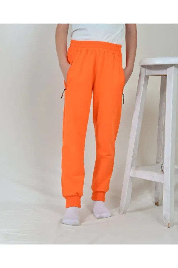 Детские спортивные штаны для мальчиков однотонные Kidspitircik, Orange — фото 3