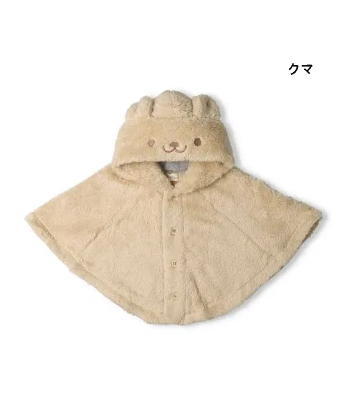 Детский пончо-накидка с капюшоном, из флиса, модель Animal, moujonjon, Черный — фото 4