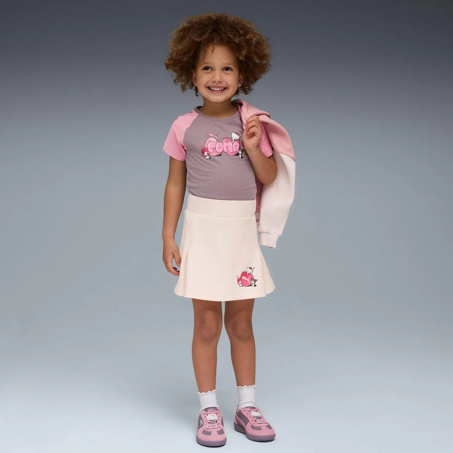 Детская футболка с принтом Puma X Hello Kitty Friends Slim Tee Pl, Grau — фото 3