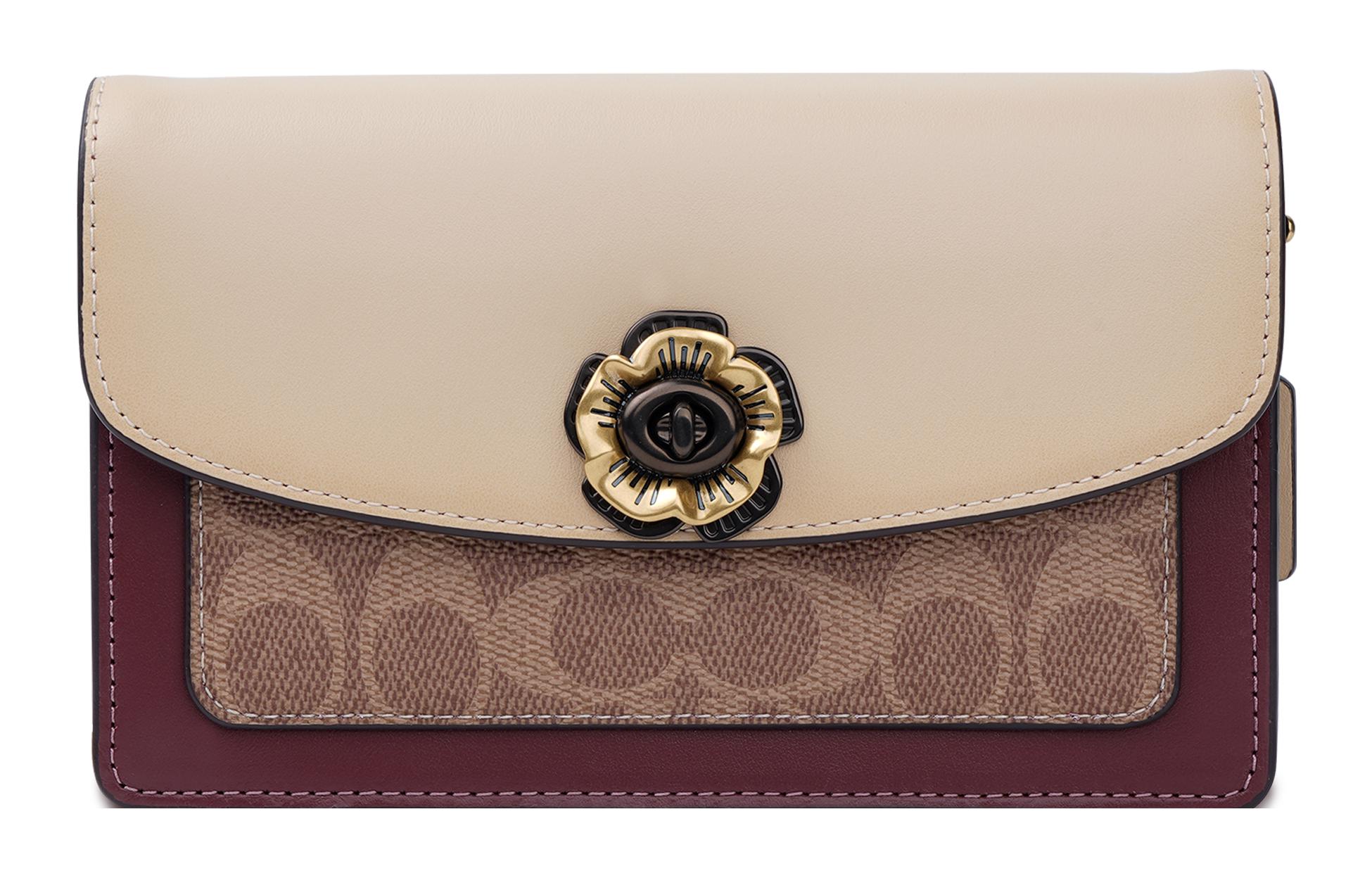 

Сумка Parker из лакированного холста с тесьмой из телячьей кожи, через плечо, кросс-боди Coach для женщин