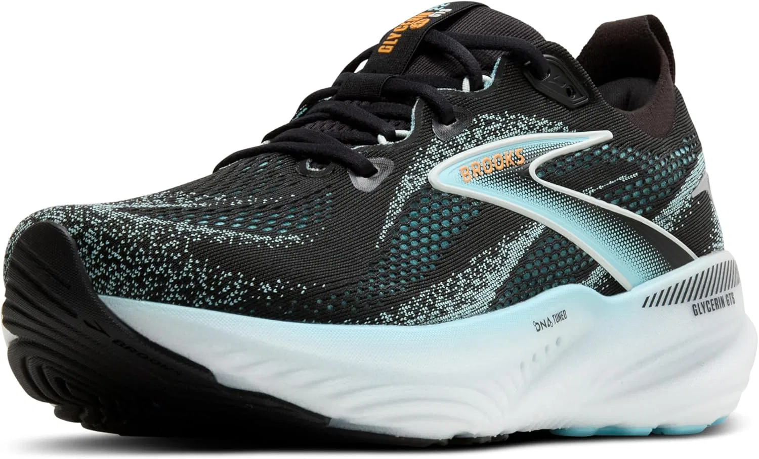 Мужские нейтральные беговые кроссовки Brooks Glycerin 22, Black Atomizer Blazing Orange