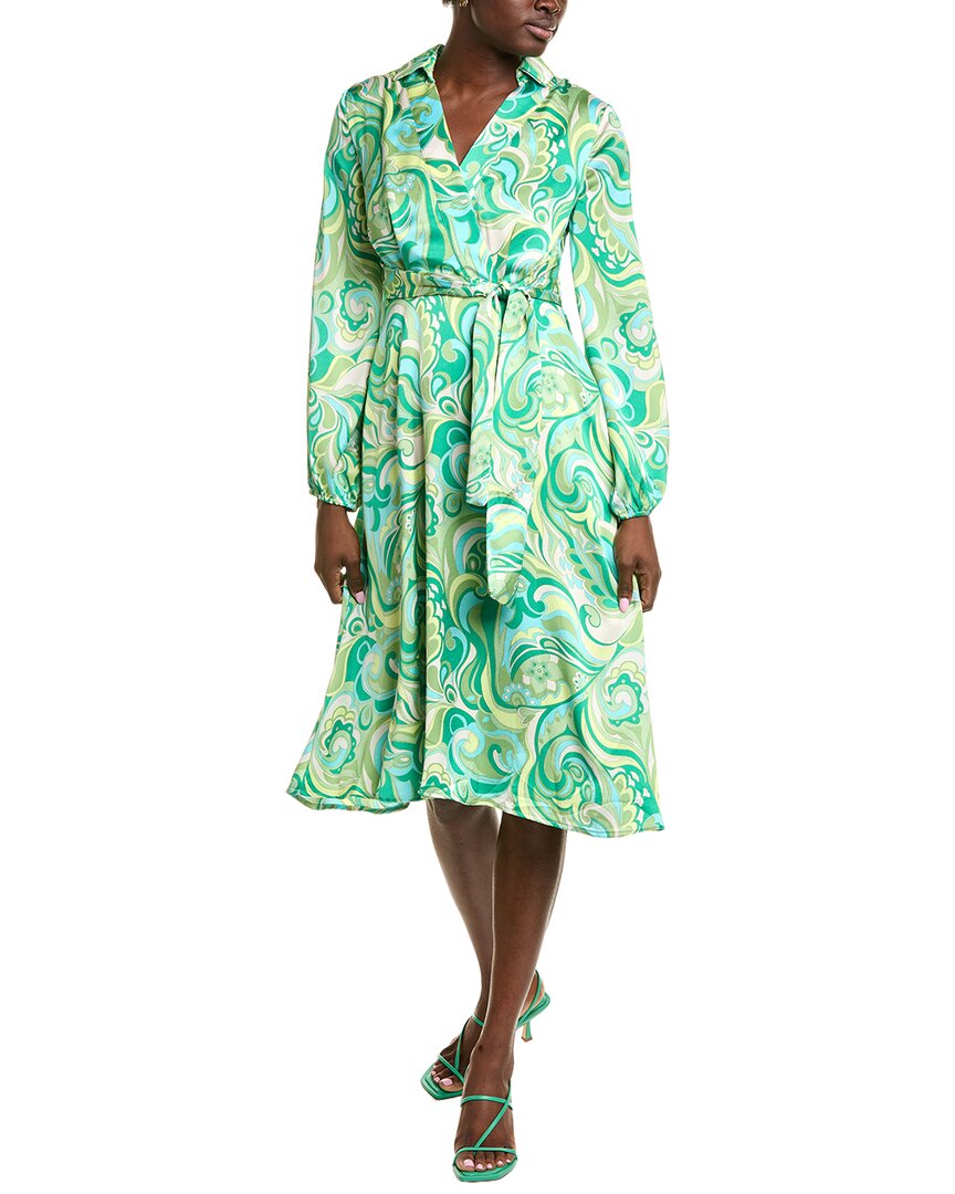 

Платье миди с завязкой на талии Tahari ASL, зеленый